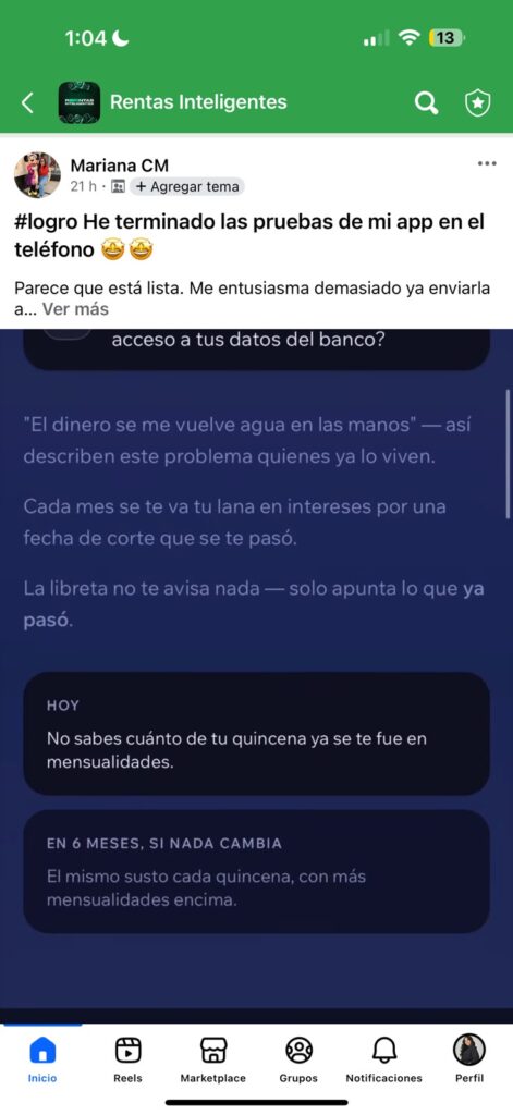 Testimonio de alumna terminando su app de finanzas personales